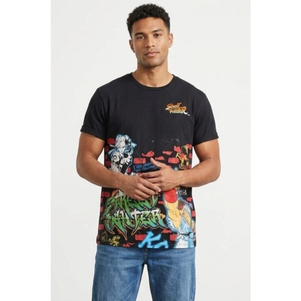 Freeze Street Fighter Graphic Tee Ryu Chun-Li Brick Embroidered Logo Y2K Grunge